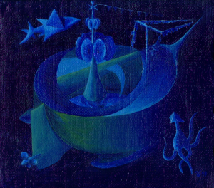 Космический океан. Игорь Германенко, 1998. 23х21 см. Холст, масло